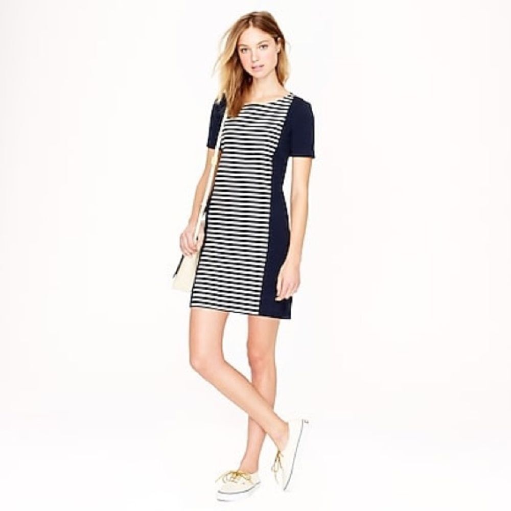J. Crew Navy Stripe Knit Shift Dress